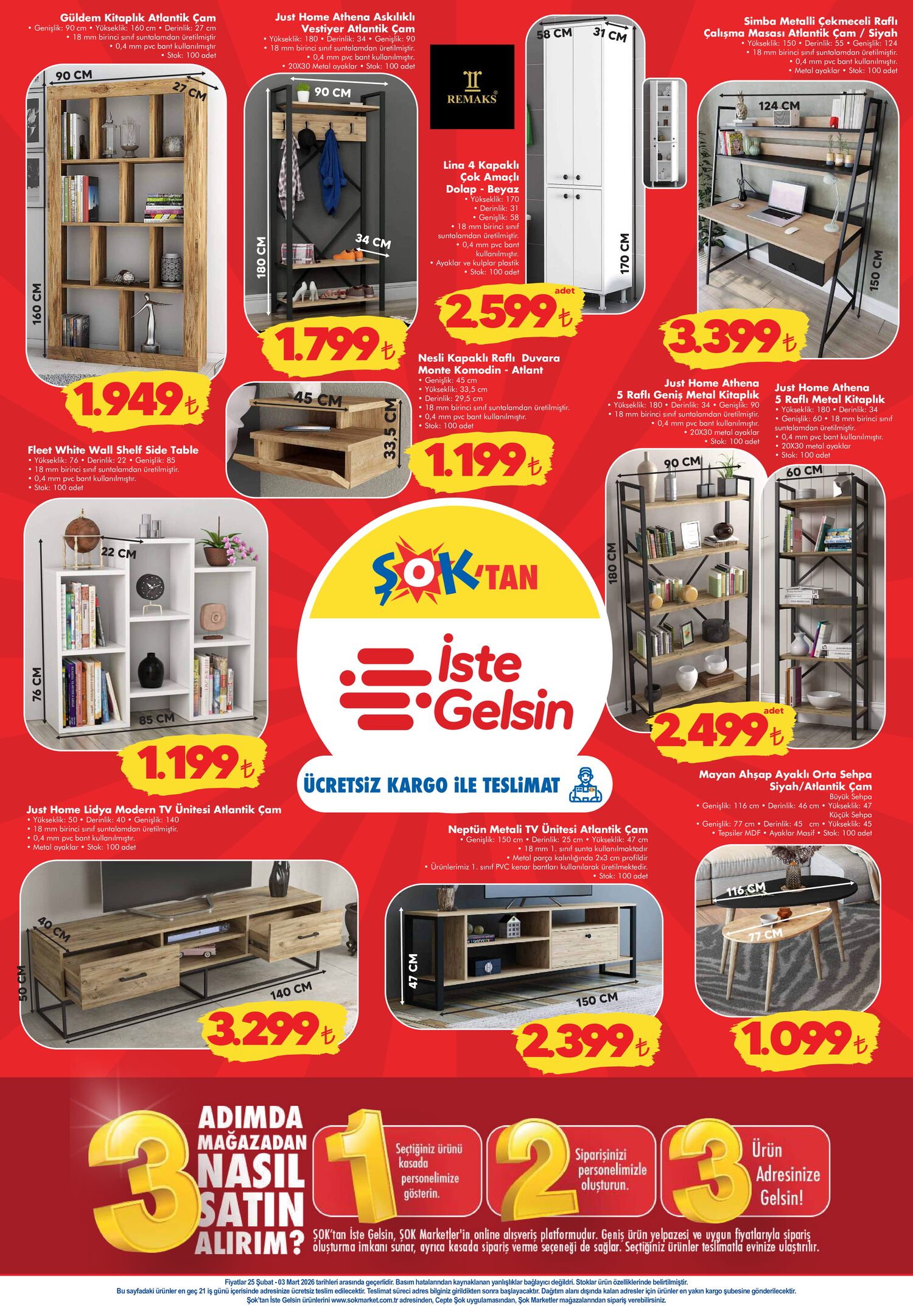 25 Şubat - 3 Mart 2026 ŞOK Aktüel Ürünler Kataloğu: Evinize Şıklık Katacak Mobilya Fırsatları Başladı!