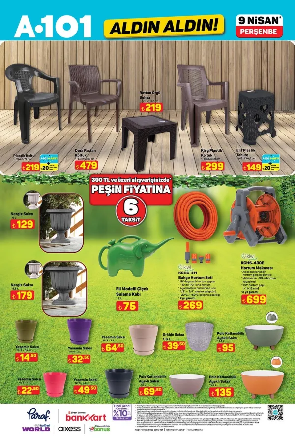 A101 9 Nisan Perşembe Aldın Aldın Kataloğu: Dora Rattan Koltuk ve Bahçe Bakım Ürünlerinde Yeni Sezon Hazırlığı