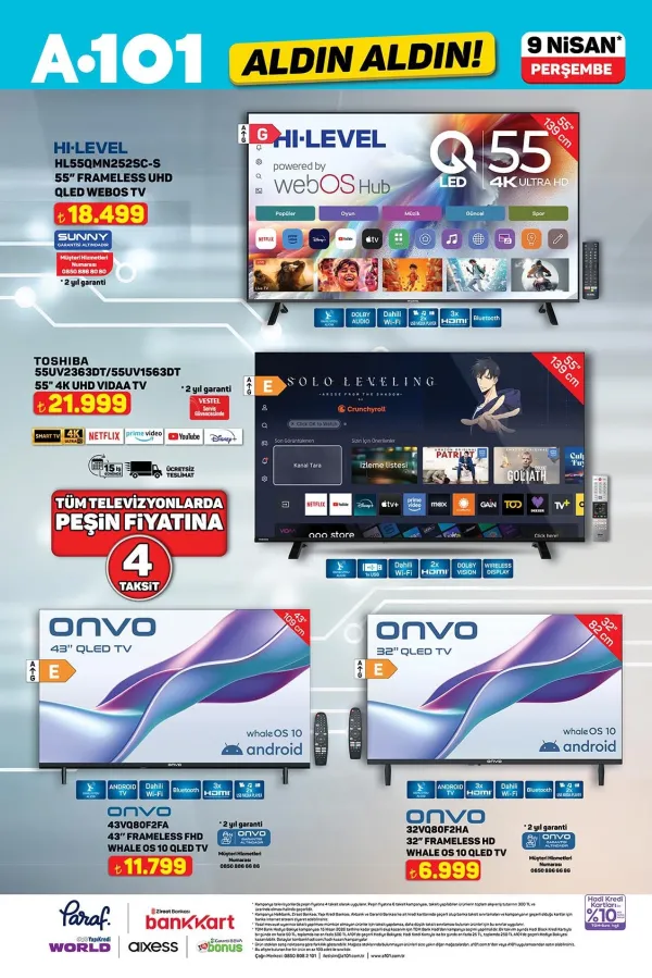  4. Kampanya : Toshiba 4K UHD ve HI-LEVEL 55