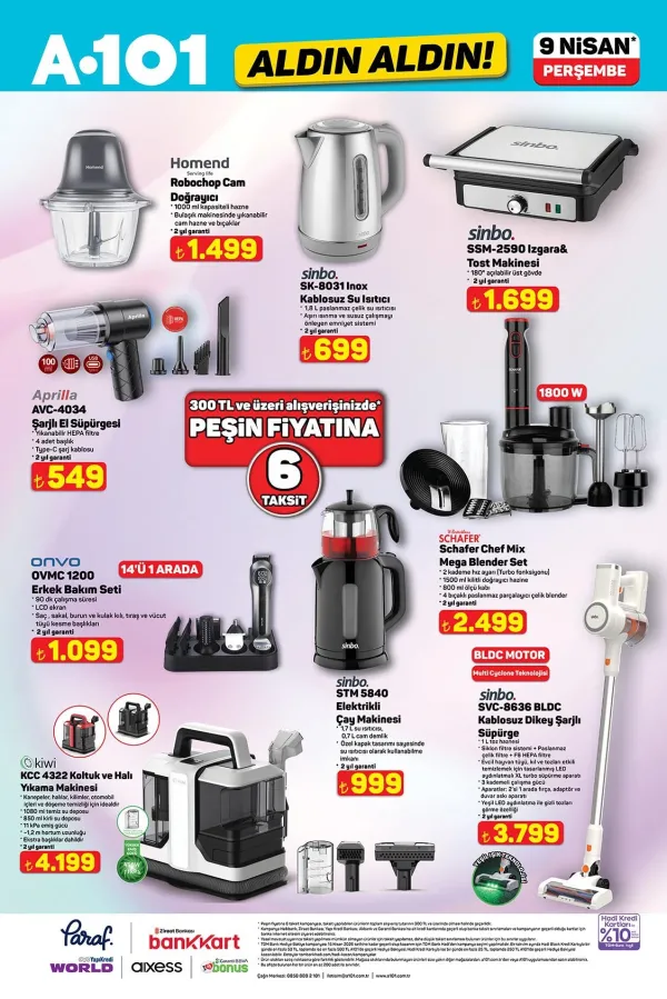  3. Kampanya : Kiwi Koltuk Yıkama Makinesi ve Sinbo Dikey Süpürge Geliyor