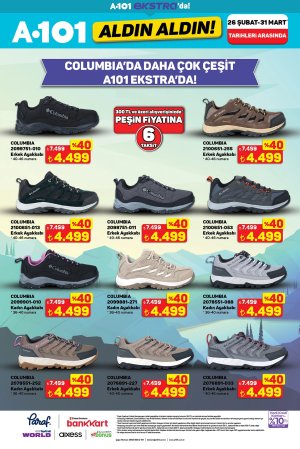 A101 26 Şubat - 31 Mart Aktüel Ürünler: A101 Ekstra’da Columbia Ayakkabılarda %40 Dev İndirim Fırsatı!