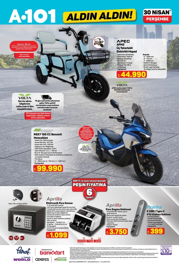  4. Kampanya : Revolt RSX7 Motosiklet ve APEC Elektrikli Moped Geliyor