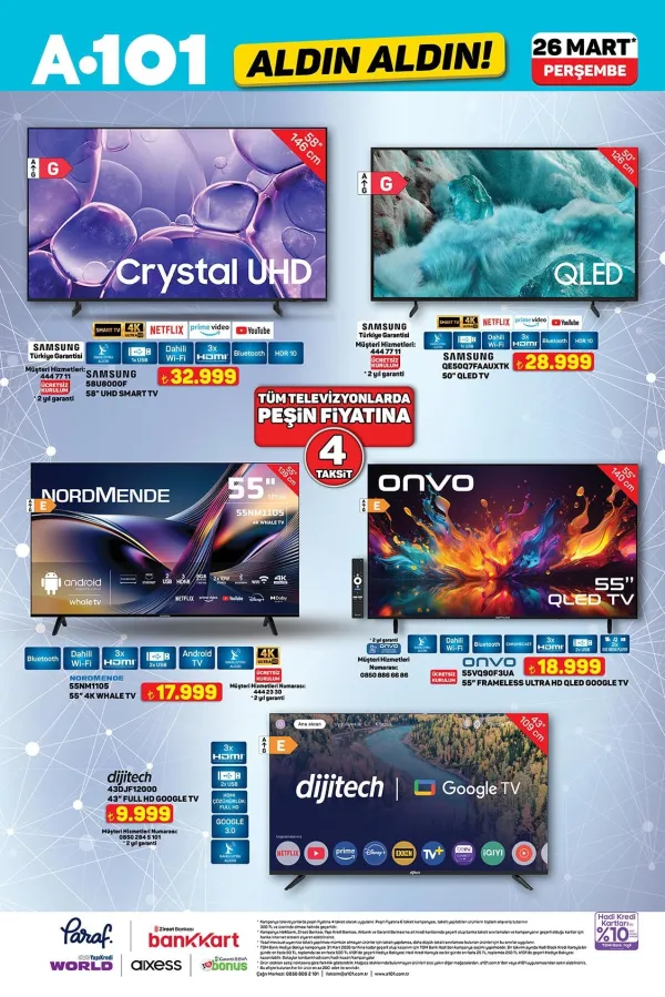 A101 26 Mart 2026 Aktüel Ürünler Kataloğu: Beyaz Eşya, TV ve Ev Aletleri Fırsatları