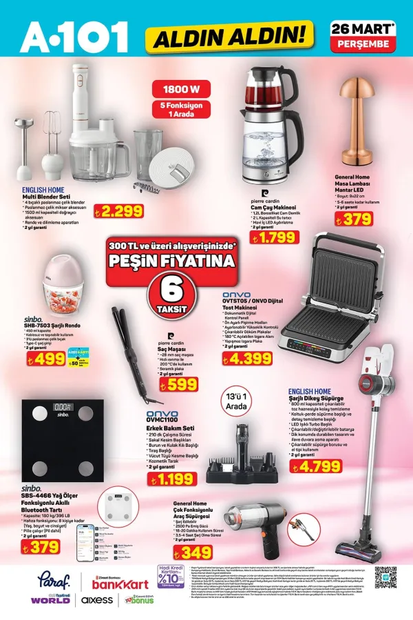  3. Kampanya : English Home Şarjlı Süpürge ve Onvo Dijital Tost Makinesi Geliyor