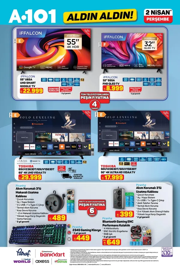  4. Kampanya : Toshiba 65 İnç 4K ve iFFALCON QLED TV Modelleri