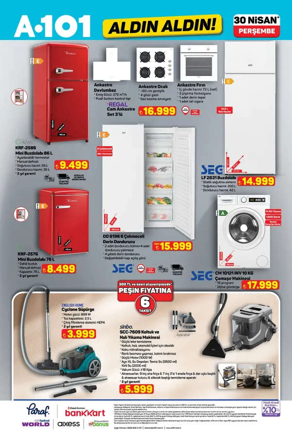  3. Kampanya : Regal Ankastre Set ve SEG 10 KG Çamaşır Makinesi Fırsatları