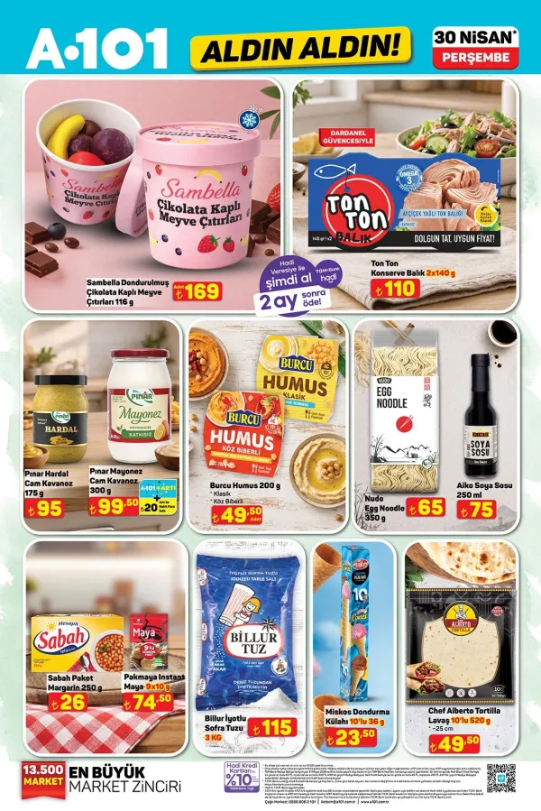 30 Nisan A101 Aldın Aldın Kataloğu: Dardanel Ton Balığı ve Nudo Egg Noodle Mutfaklara Geliyor
