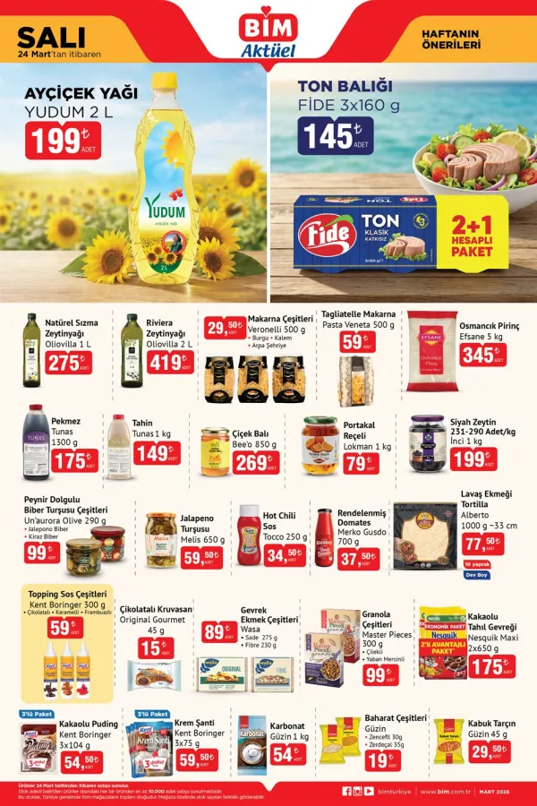 Afiş 3: Yudum Ayçiçek Yağı ve Fide Ton Balığı Başta Olmak Üzere Mutfak İhtiyaçlarında Yeni Fiyatlar