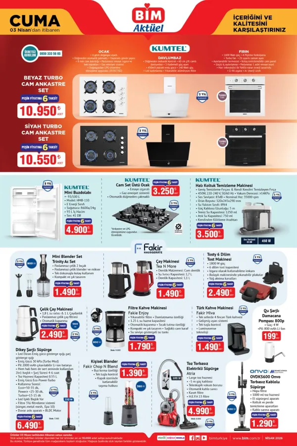  2. Kampanya : Kumtel Ankastre Set ve Halı Koltuk Temizleme Makinesi Raflarda