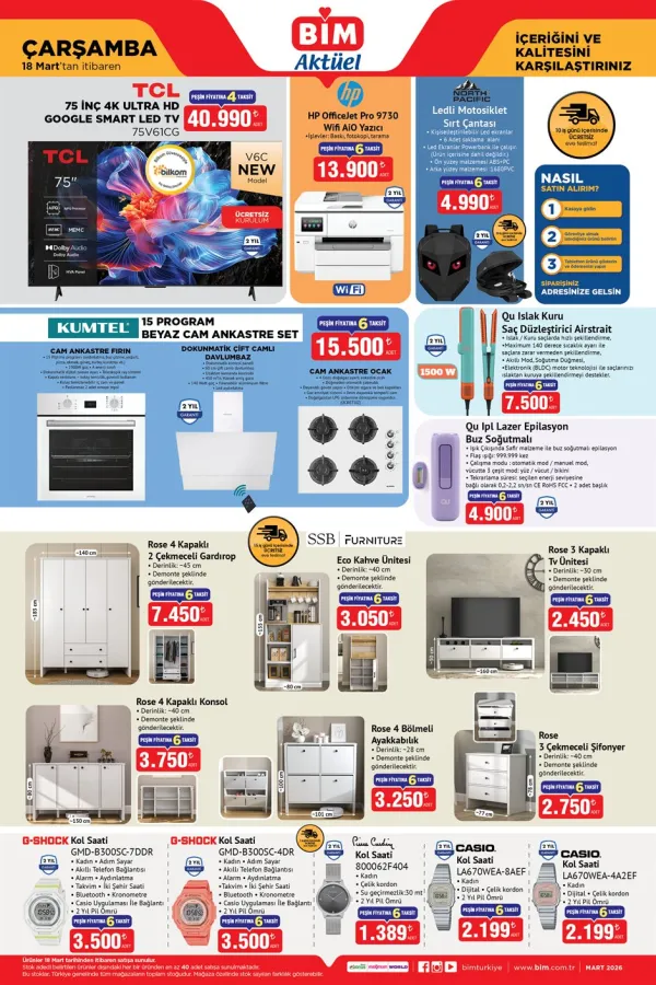 Afiş 3: TCL 75 İnç 4K Dev TV ve Kumtel Beyaz Ankastre Set