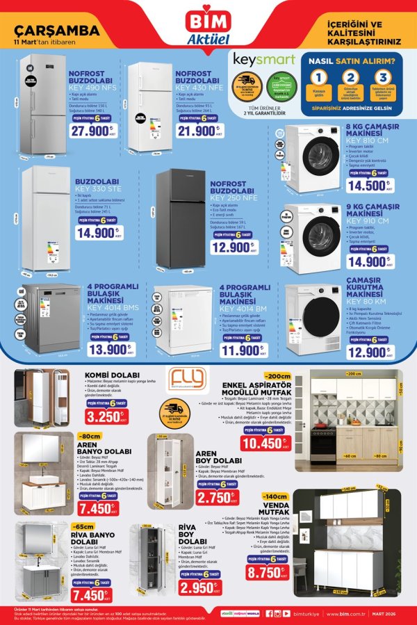 11 Mart BİM Aktüel Ürünler Kataloğu: Arçelik Güvenceli Keysmart Beyaz Eşyalarda Dev İndirim!