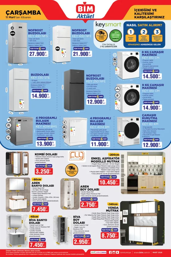 11 Mart BİM Aktüel Ürünler Kataloğu: Arçelik Güvenceli Keysmart Beyaz Eşyalarda Dev İndirim!