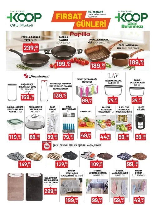Tarım Kredi Market 18 Mart Aktüel Kataloğu : Mutfak ve Ev Tekstilinde  İndirimler
